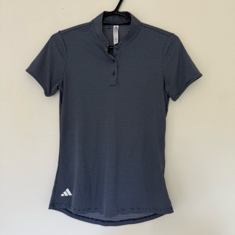 Adidas Blue Fitted Short Sleeve Polo T-Shirt